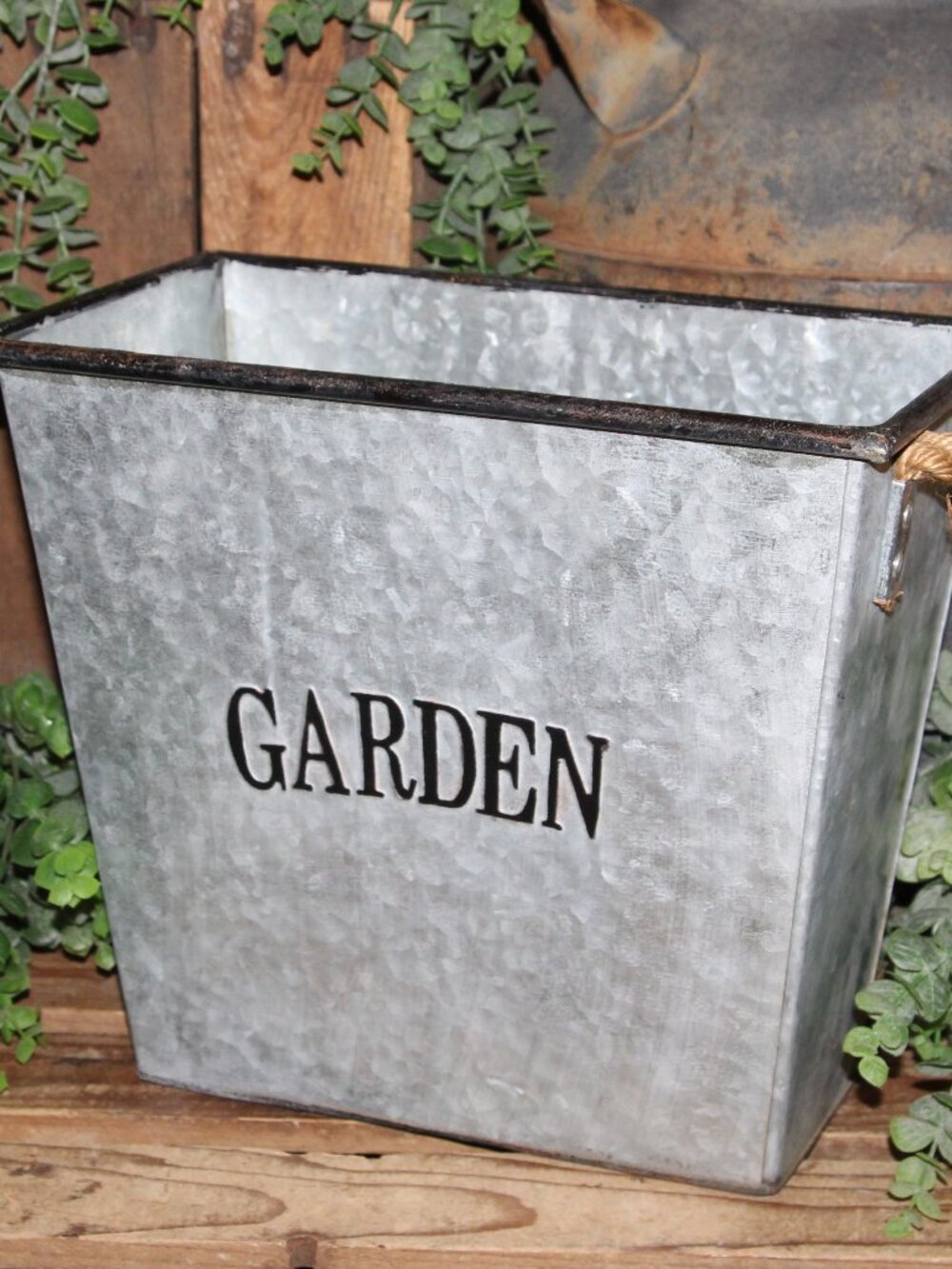 Large Galvanized Metal Farmhouse GARDEN Planter Bucket Tub Box